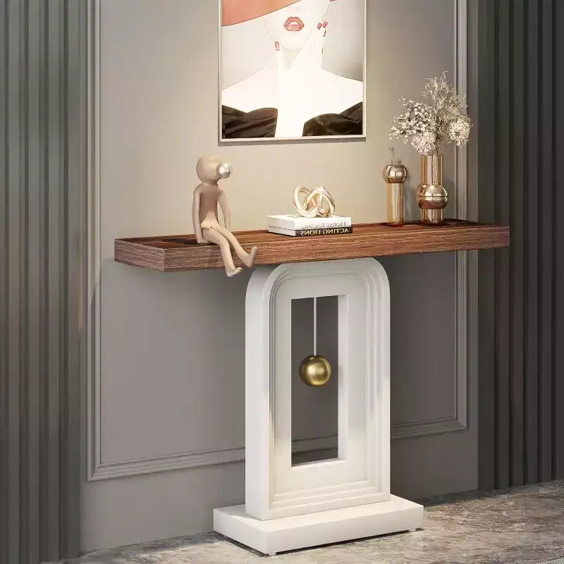 Lantine Modern 40 Inches Narrow Console Table with Pendulum Shape Base
