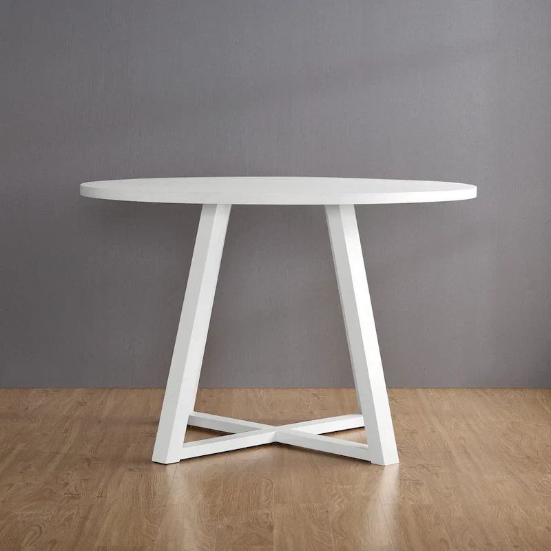 Round Dining Table – White – Trestle Base – Seats 4