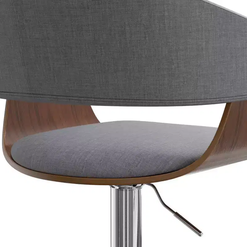 WyndenHall Calinda Adjustable Swivel Barstool Light Gray: Mid-Century Modern, Upholstered, Steel Legs
