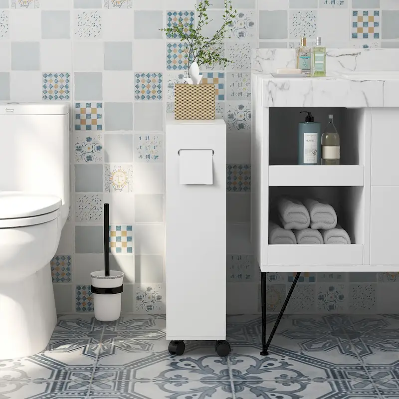 Small Bathroom Storage Cabinet with Paper Holes