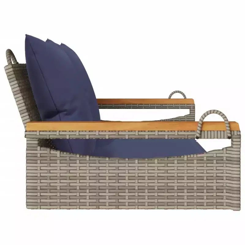 vidaXL Patio Swing Bench Gray, Navy Blue PE Rattan 2 Seater Seats Many