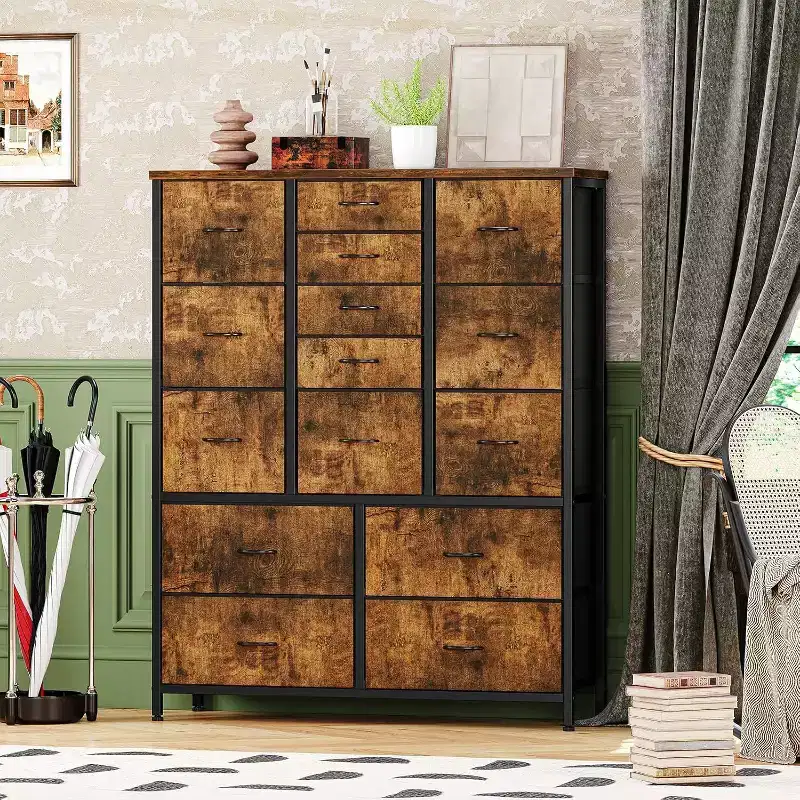 15 Drawer Chest of Drawers, Fabric Storage Dresser, Space Saving Storage Cabinet for Bedroom, Hallway, Living Room