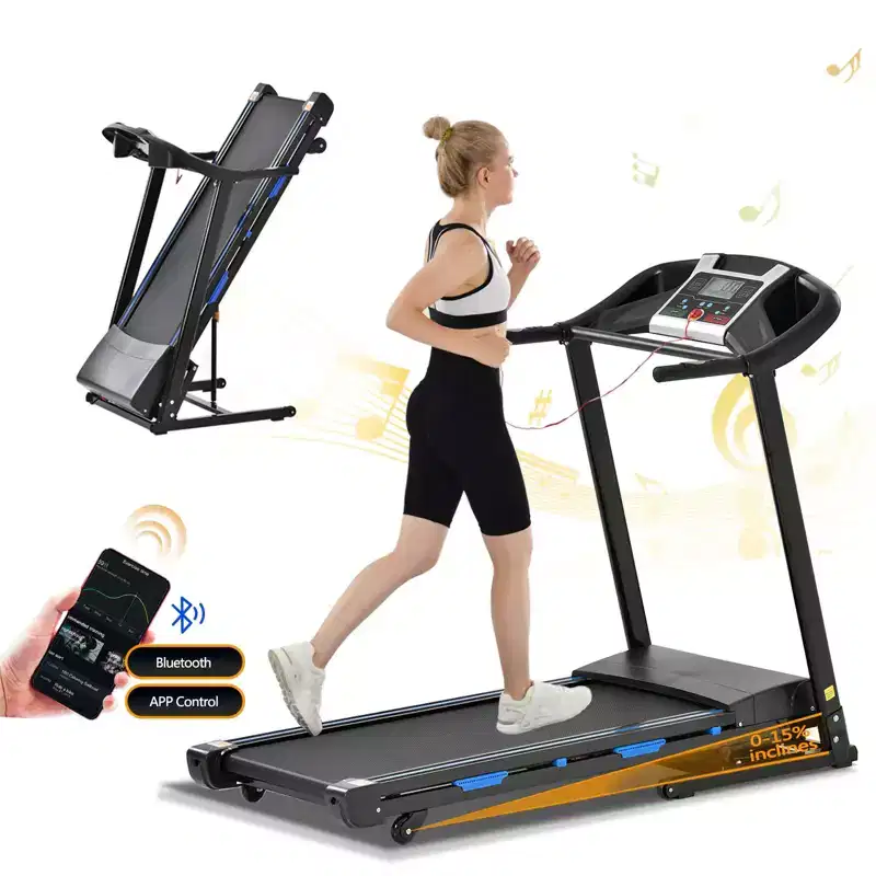 FYC 330LBS Weight Capacity with 15% Auto Incline Electric Folding Treadmills, 3.5HP 10MPH Max Speed Bluetooth APP Heart Rate Sensor
