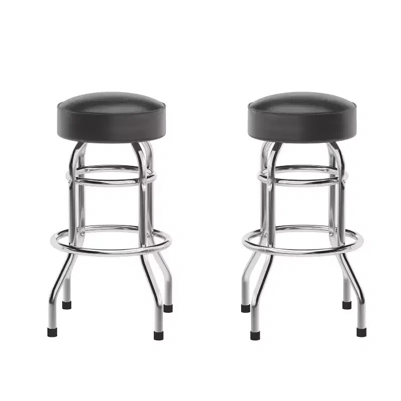 2 Pack Double Ring Chrome Barstool
