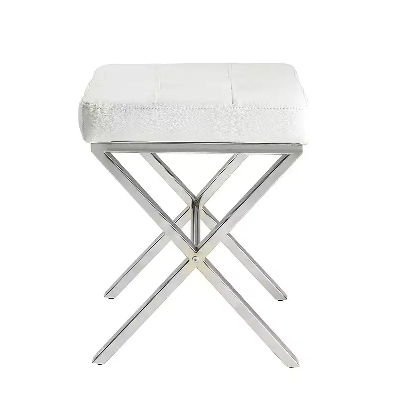 Carolina Living Evon Vanity Bench White/Chrome