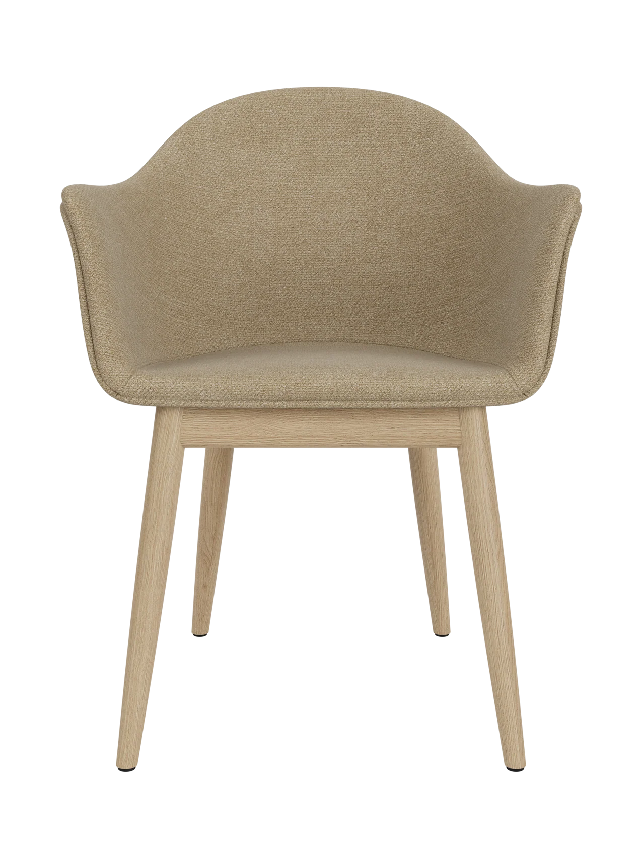 Upholstered Dining Chair, Wooden Base ¨C High Back, Outward Armrests