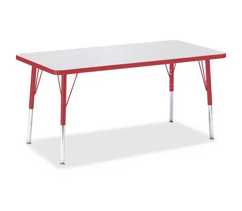 Jonti-Craft Berries Elementary Height Color Edge Rectangle Table (24 x 48) in Red