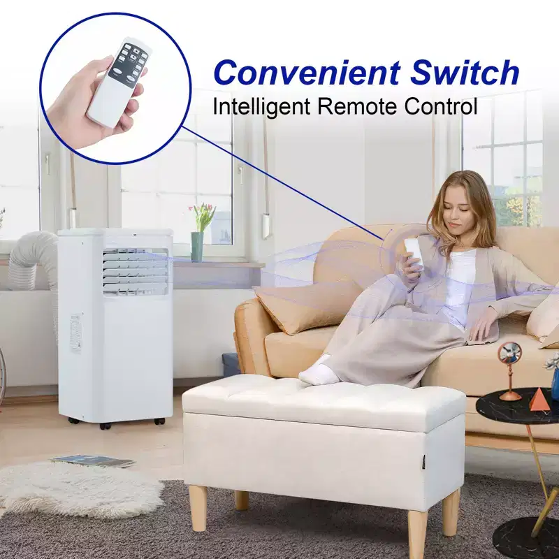 10,000 BTU Portable Air Conditioner - Quiet 4-Mode AC (Cool, Fan, Sleep, Dehumidify) for 450 Sq.Ft. Includes 24H Timer, Remote & Drain Hose