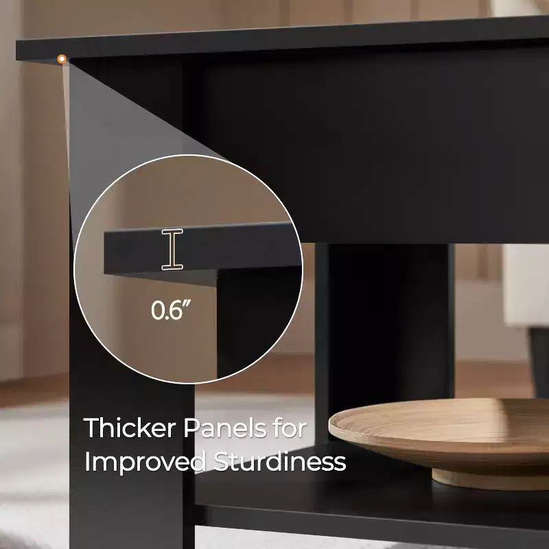 Lift Top Coffee Table with Hidden Compartment & Open Shelf For Living Room