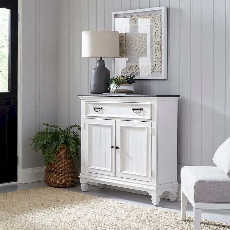 Allyson Park Wirebrushed White Charcoal 42 Inch Accent Hall Console