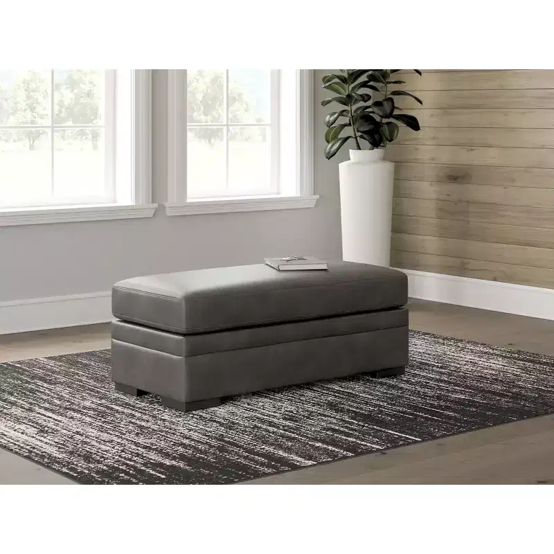 Signature Design by Ashley Brickett Oversized Accent Ottoman, Suede-Soft Faux Leather Upholstery, Shadow Gray
