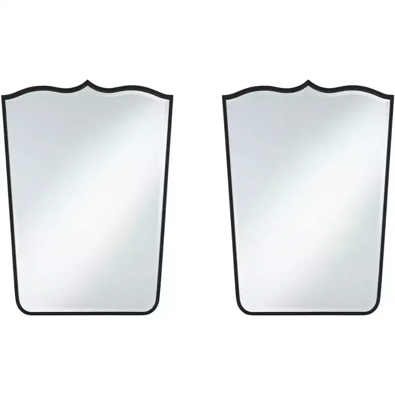 Uttermost Gaylia Satin Black 27 x 36 3/4 Curve Top Mirrors Set of 2