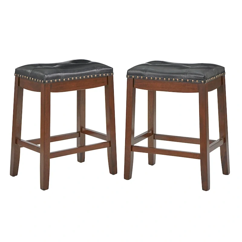 Set of 2 Padded Saddle Counter Stools 24
