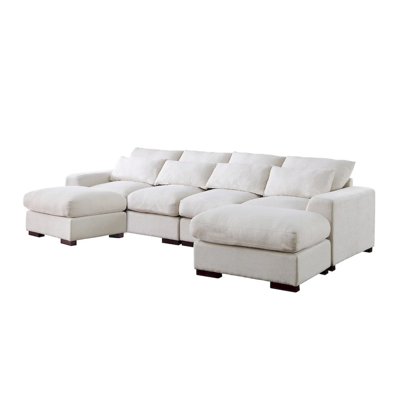 Tatman Linen Blend Sectional with Two Ottomans - 123.24W x 37.8D x 34.25H