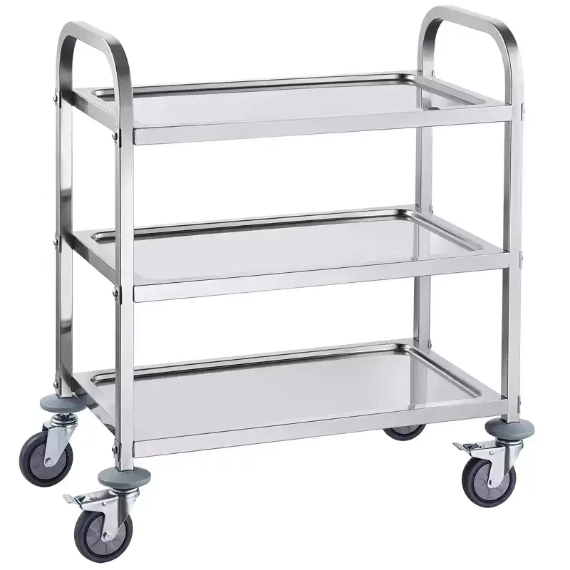 VEVOR Stainless Steel Cart, 3 Layers Lab Utility Cart 400 lbs Weight Capacity