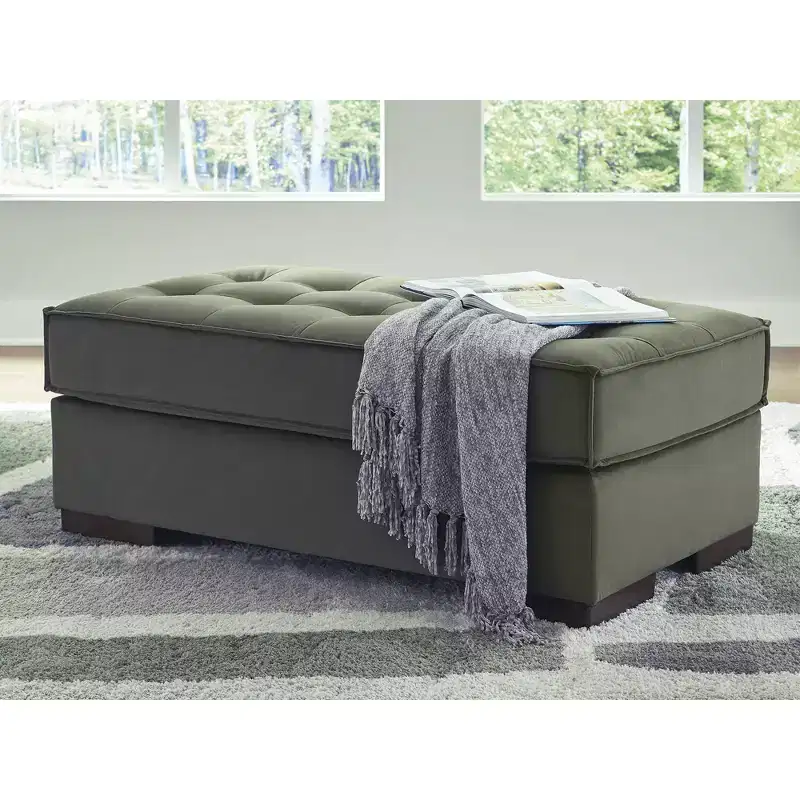 Signature Design by Ashley Marlow Peak Oversized Accent Ottoman, Tufted Polyester Upholstery, Olive Green