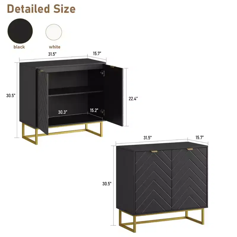 Sideboard Buffet Cabinet, Wooden Entryway Coffee Bar Cabinet with Metal Legs, Wall Cabinet, Floor-Standing Cabinet for Living Room