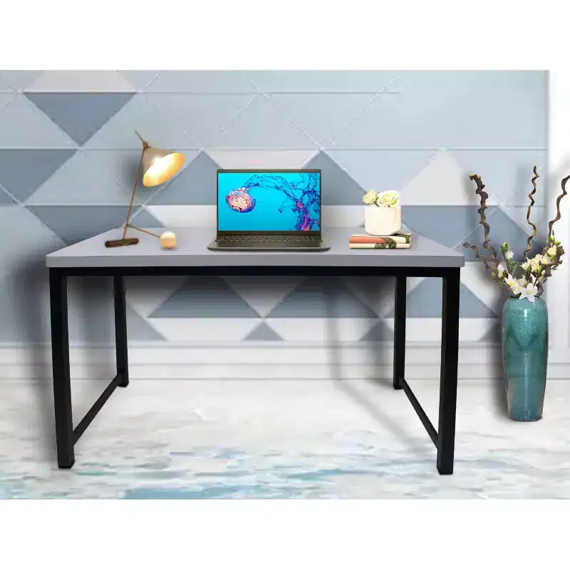 Office Computer Desk, Light Gray Top with Black Metal Frame Base, 30