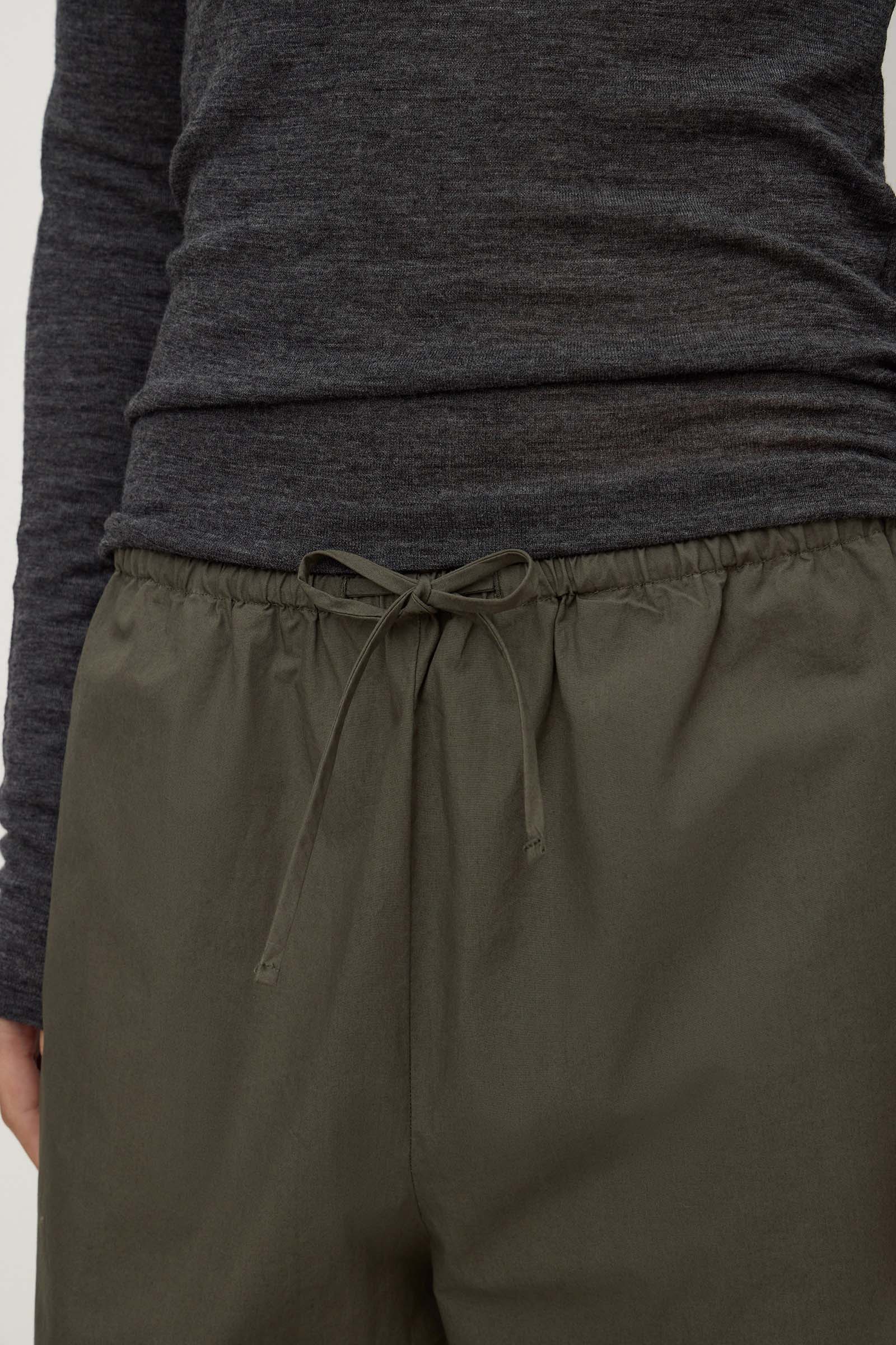 Dark Military Cotton Barrel Leg Pant