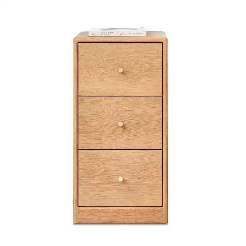 Modern Dresser For Bedroom, 3 Chest Of Drawer Nightstand, Large Capacity Oak Wood Cabinet, Slim Kids Dresser For Home Closets Living Room Bedroom