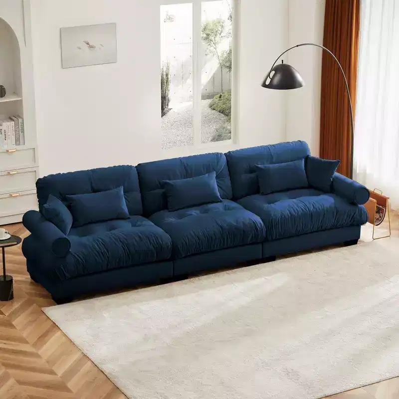 Christopher Knight Home Crane 130 Modern 3 Seater Velvet Sofa with Bolstered Armrests
