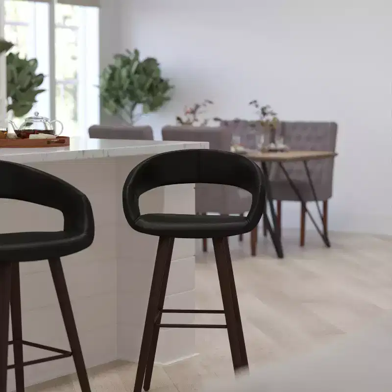 Merrick Lane Wood Ultramodern Bar Counter Stool With Upholstered Seat