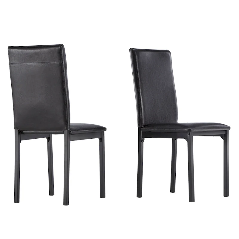 Set of 2 Upholstered Dining Chairs, Espresso Metal Frame, Padded Seat, Modern Style