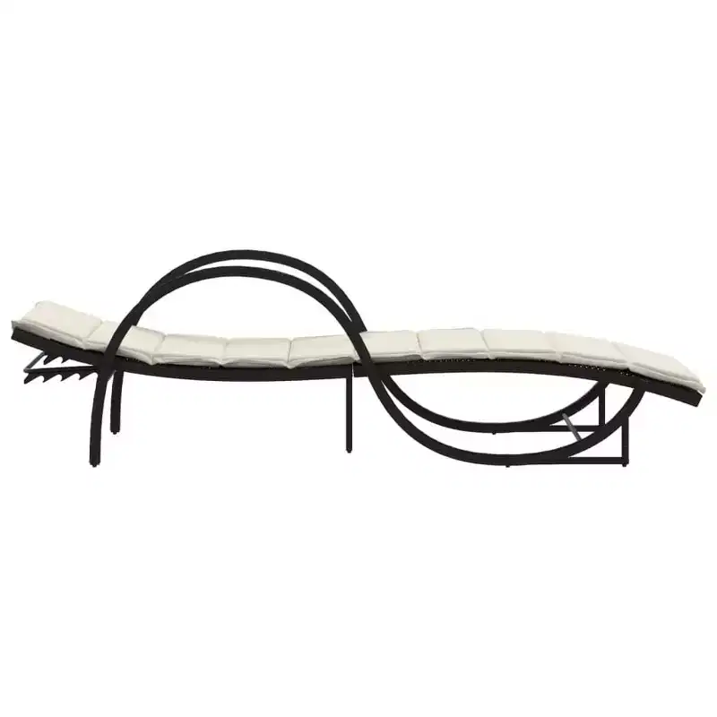 vidaXL Sun Lounger Black, Cream White PE rattan, powder-coated steel