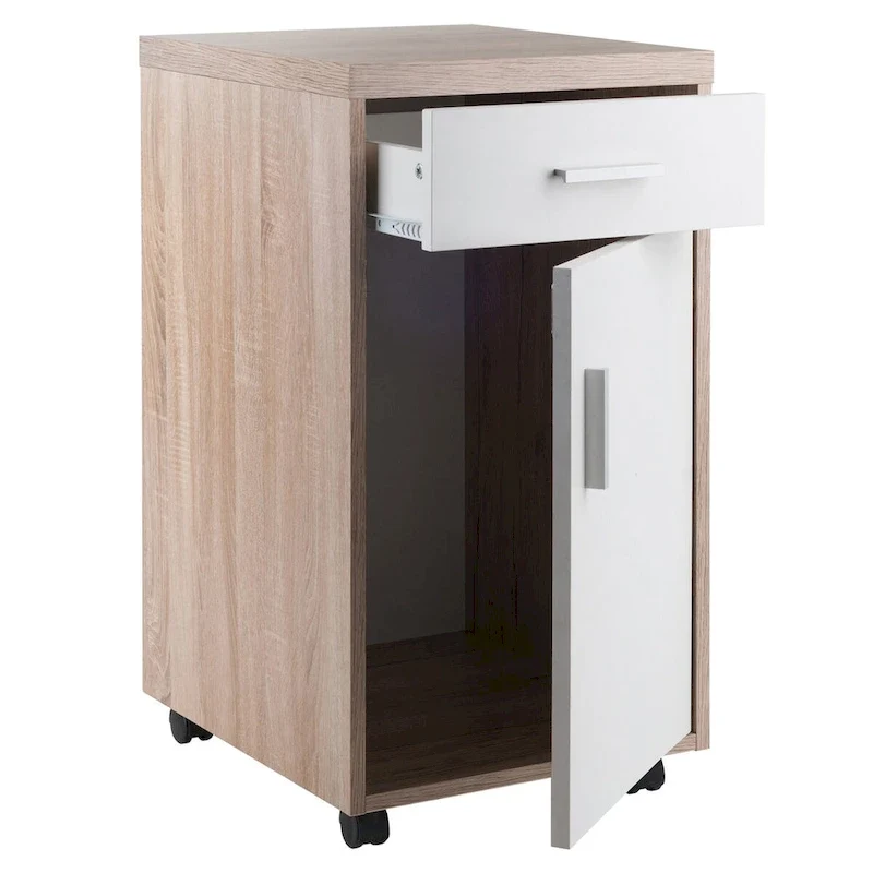 Reclaimed Wood / White 1-Drawer Storage Cabinet