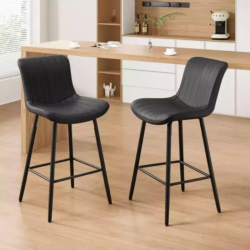 MAYEERTY Dining Chairs Set of 2 Faux Leather Metal Legs Kitchen & Dining Room Chairs for Dining Room Black