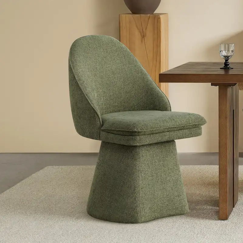 Darah Upholstered Swivel Armless Dining Chair Double-layered Cushions