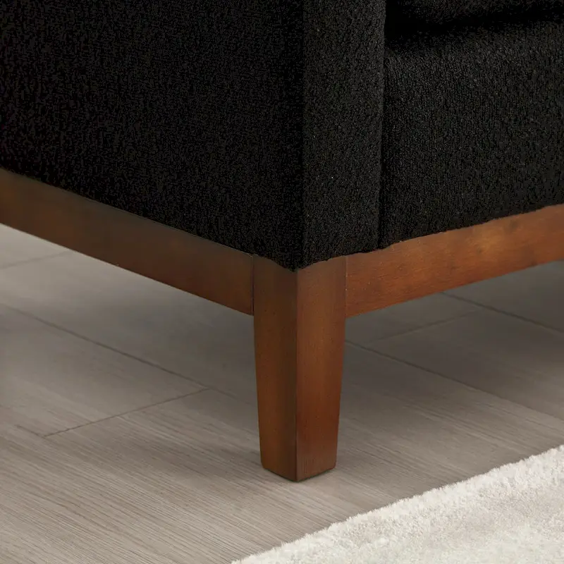 53.5W Elegant Boucle Upholstered Bench, Ottoman with Wood Legs & Bolster Pillows
