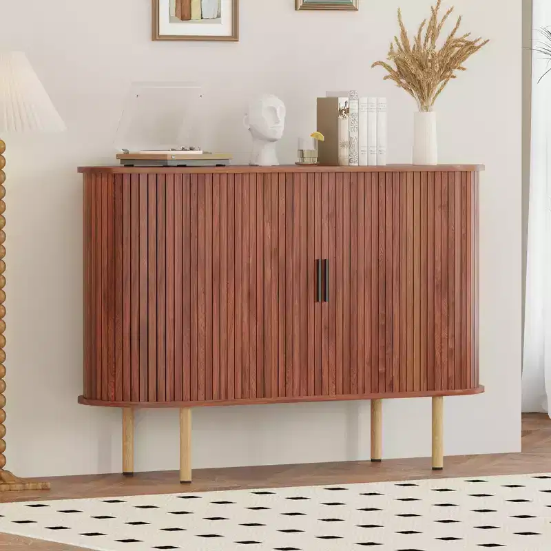 Mid-Century Modern Sideboard Cabinet with Sliding Doors, 47