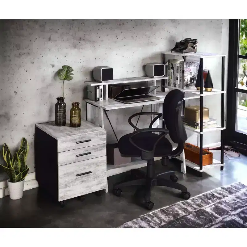 39IN Modern Standing Desk with Monitor Support, Computer Desk with Bottom Shelf, Office Desk for Living Room, Bedroom, Study