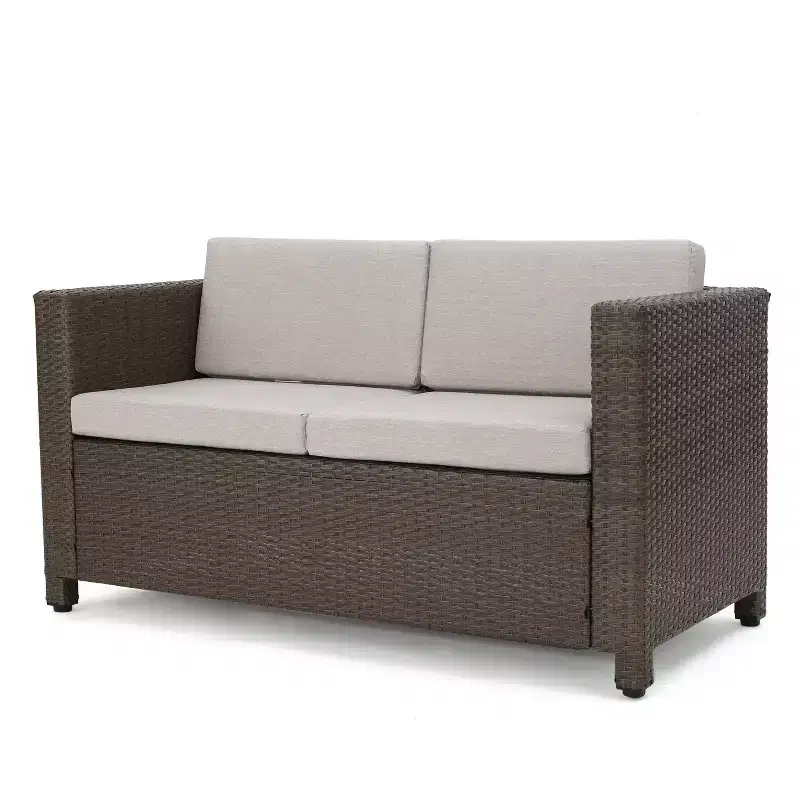 Christopher Knight Home Parker 8 Piece Patio Rattan and Aluminum Frame Conversation Set with Coffee Table