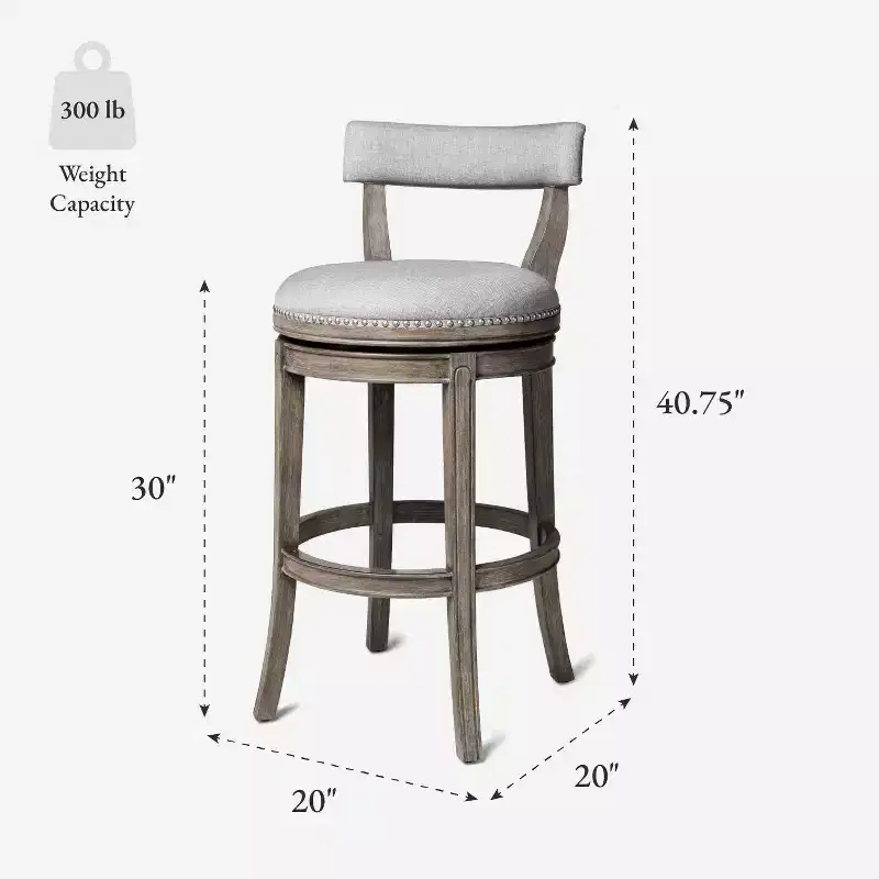 Swivel Bar Stool with Fabric Upholstery, 31