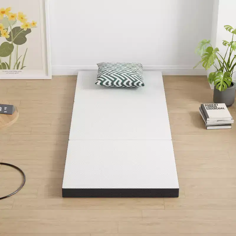 3-Inch Tri-Fold Memory Foam Mattress Topper, Foldable with Washable Cover for Camping