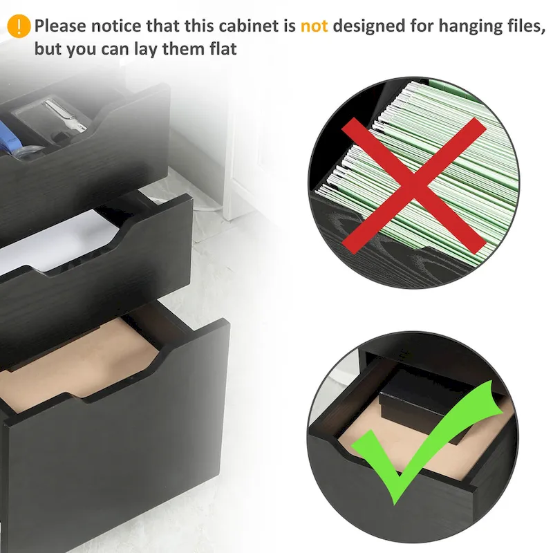 HOMCOM 3 Drawer Mobile File Cabinet, Rolling Printer Stand, Vertical Filing Cabinet