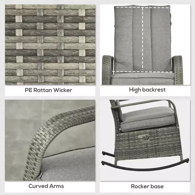 PE Rattan Rocking Recliner with Footrest