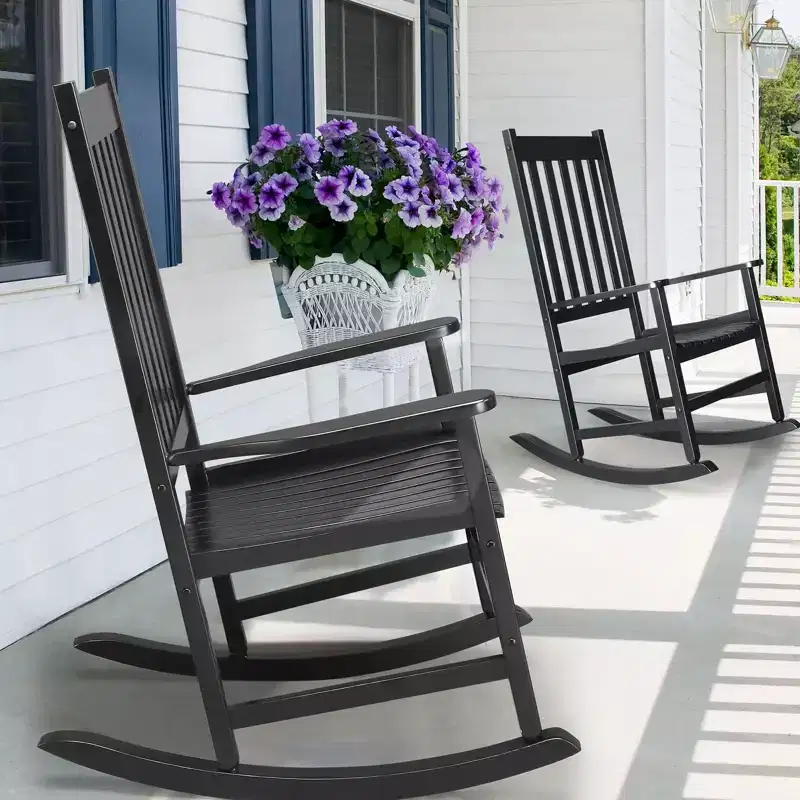 Karl Home | Solid Wood Patio Rocking Chairs (Set of 2)