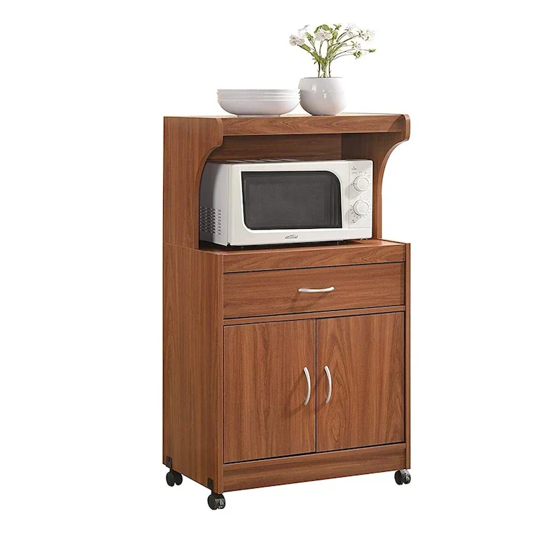 Kitchen Dining Room Microwave Shelf Storage Cart with Wheels, Cherry - 60