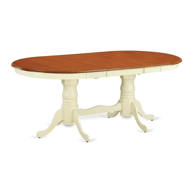 East West Furniture Dining Room Table Set Includes an Oval Table with Butterfly Leaf and 4 Dining Chairs, Buttermilk & Cherry
