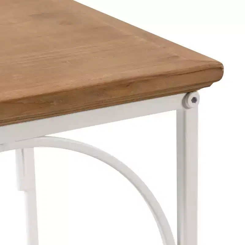 Square MDF Tea Table 12x12x26 Rustic Brown and White