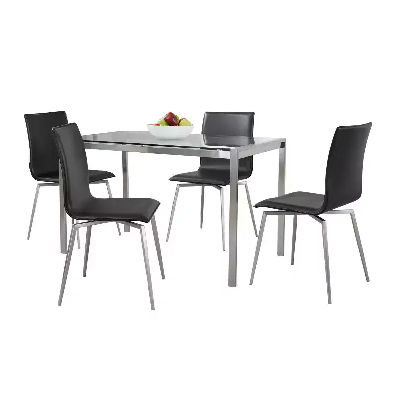LumiSource 5pc Fuji Mason Swivel Dining Set Stainless Steel