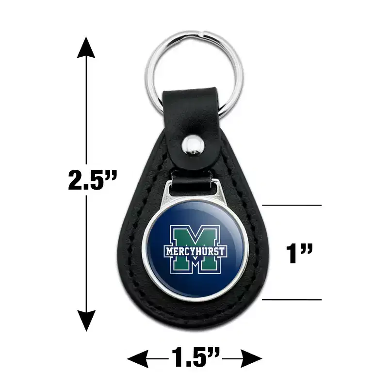 Mercyhurst University Primary Logo Black Leather Keychain