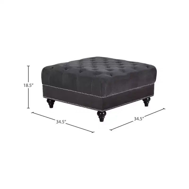 Meridian Furniture,Sabrina Grey Velvet Ottoman