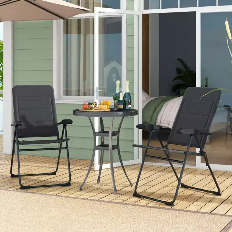 Costway 4PCS Patio Folding Chairs Back Adjustable Reclining Padded Garden Furniture
