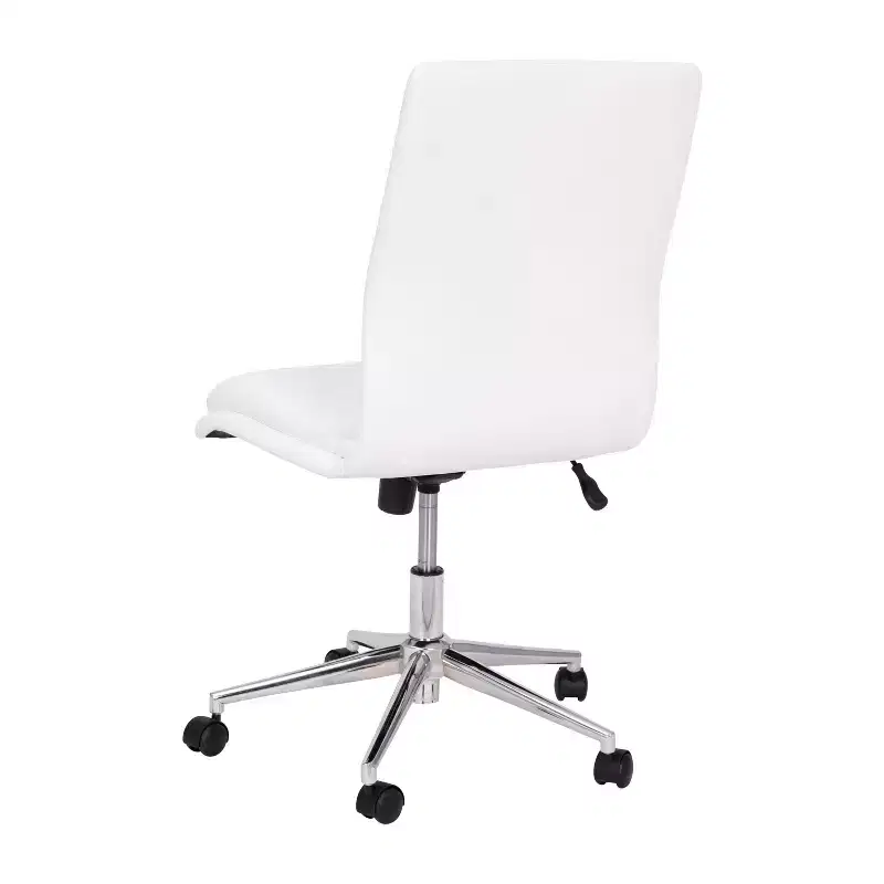Mid-Back Armless Swivel Task Office Chair Bonded Leather Adjustable Metal Base