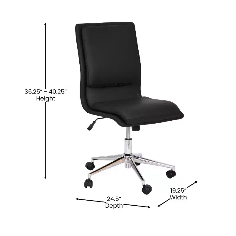 Mid-Back Armless Swivel Task Office Chair Bonded Leather Adjustable Metal Base