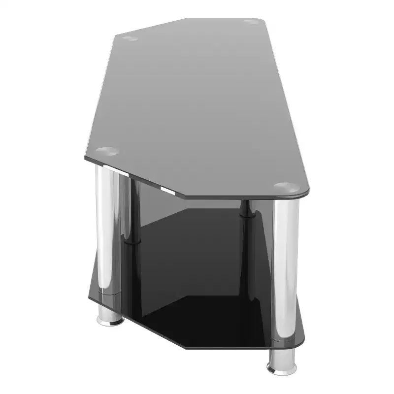 Glass Shelves TV Stand for TVs up to 65" - Silver/Black